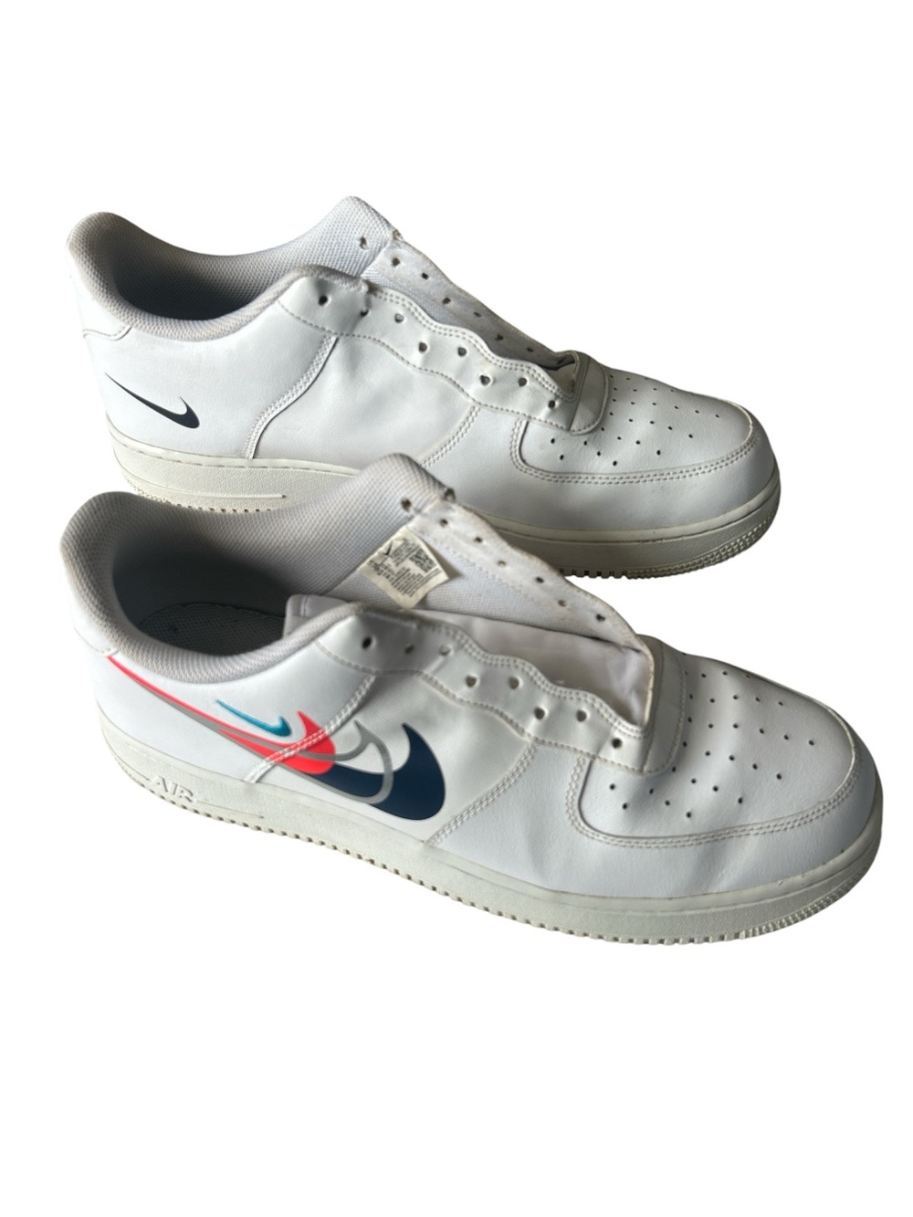 Nike Air Force 1 Low ’07 Quadruple Swoosh White Midnight Navy Size 14